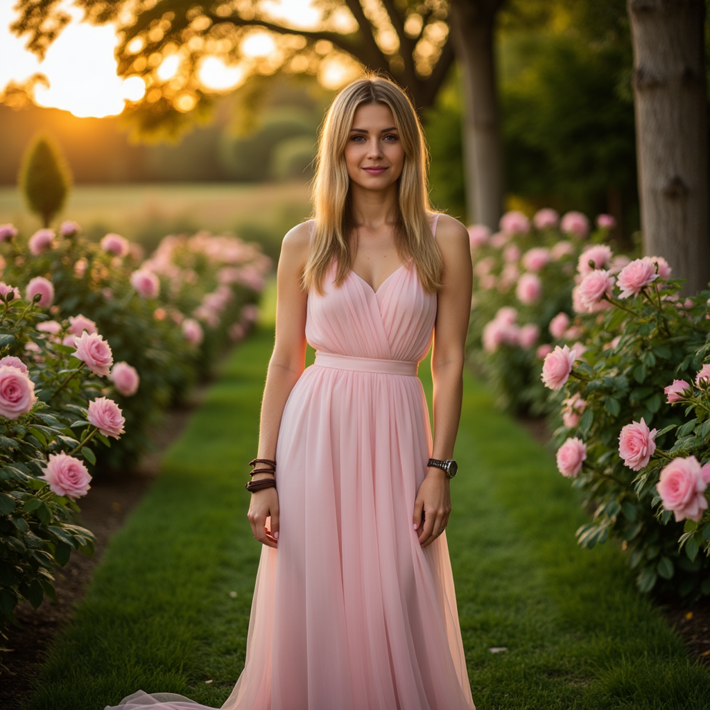 Нежная фотосессия в розовом: сад, закат и 85mm
 - Фотосессия с нейросетью