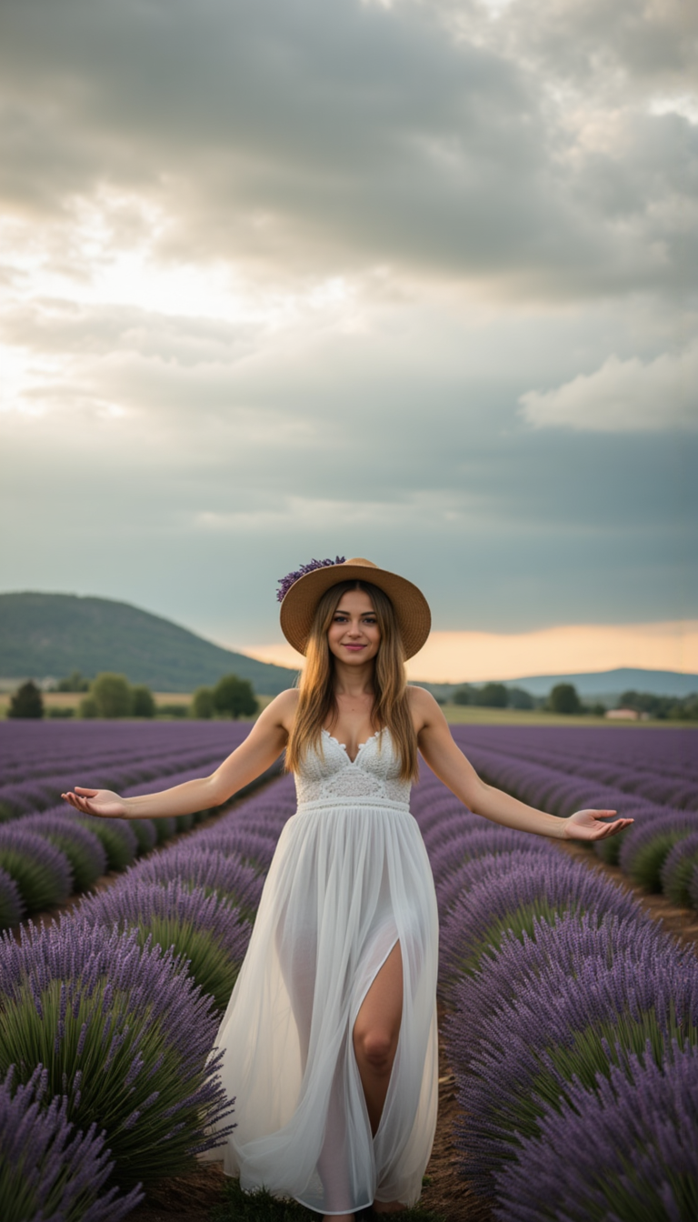 Прованс: романтичная фотосессия (симметрия, Sony A1)
 - Фотосессия с нейросетью