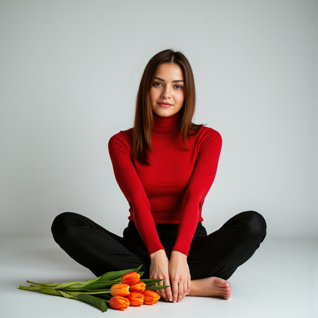 Тюльпаны и минимализм: студийная фотосессия - Фотосессия с ИИ AIQA