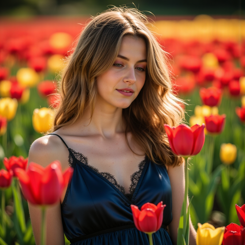 Фотосессия с тюльпанами: Нежное утро - Фотосессия с нейросетью