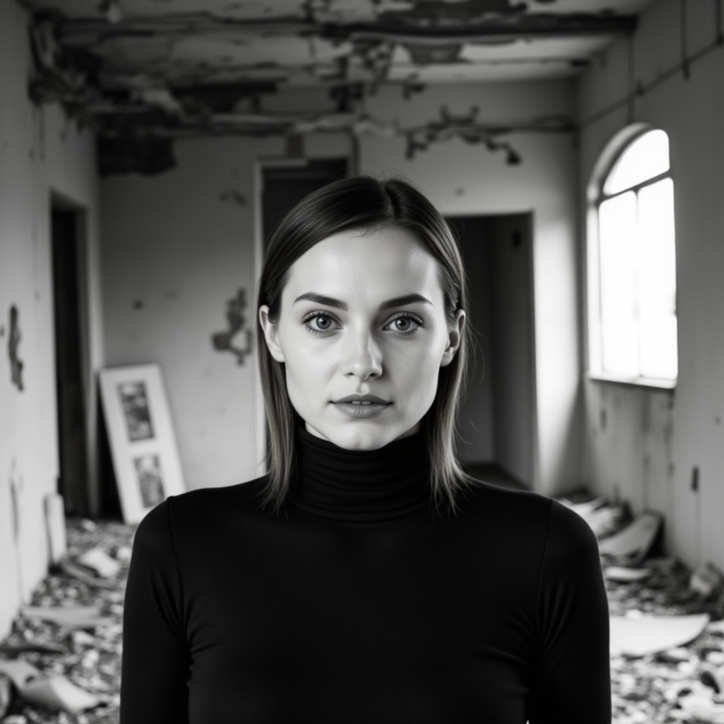 Заброшенное здание: Неоновая фотосессия в золотом стиле
 - Фотосессия с нейросетью