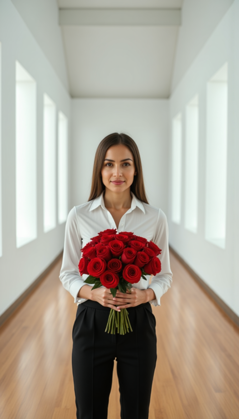 Алые розы: Симметрия, Sony A1, Киноэффект
 - Фотосессия с нейросетью