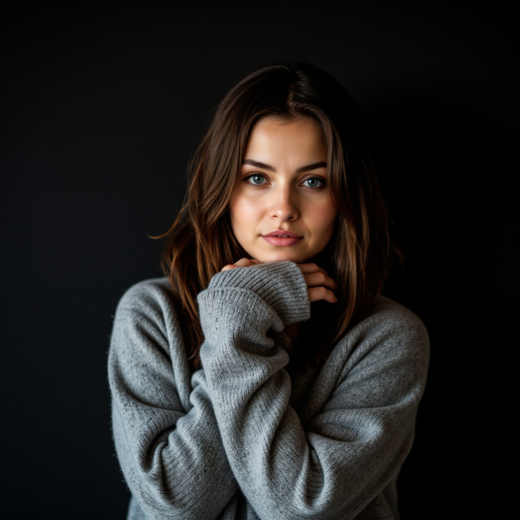 Уют на Чёрном: Фотосессия в Свитере - Фотосессия с нейросетью