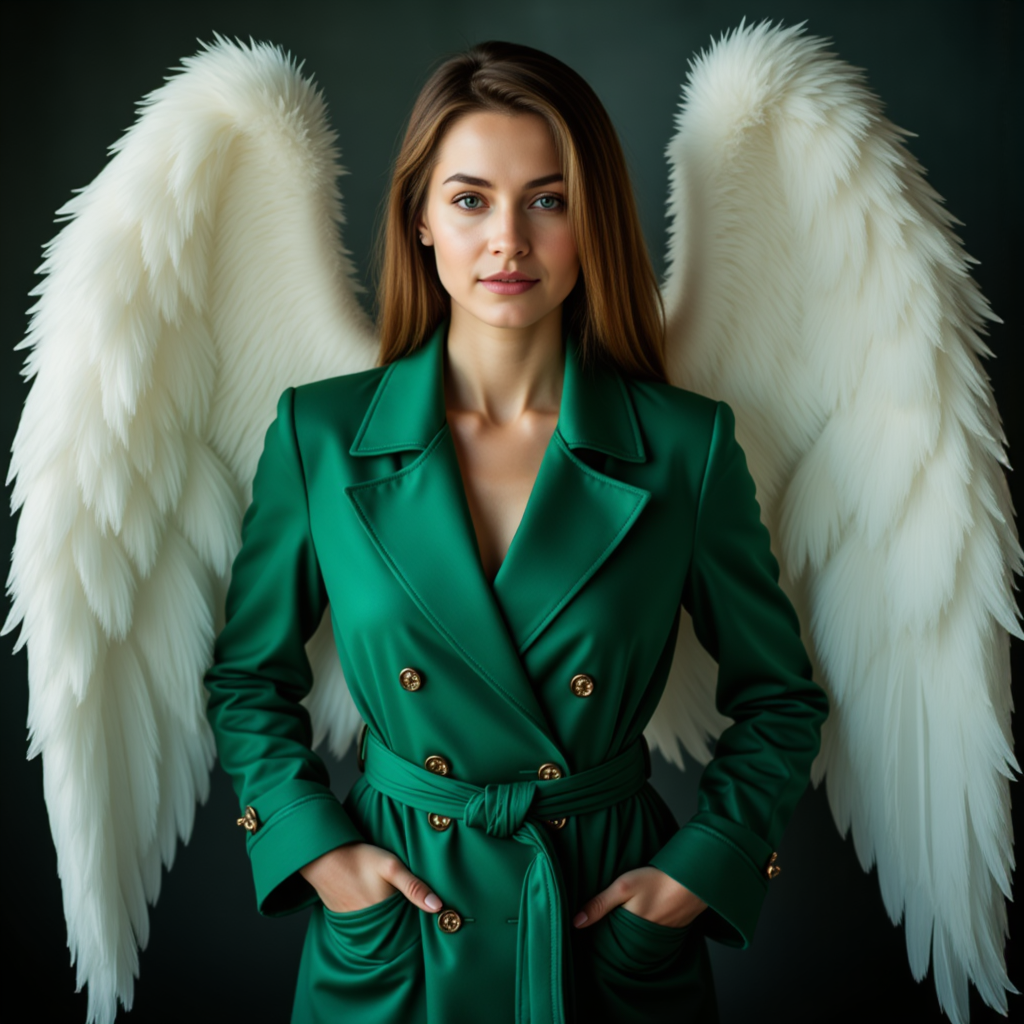 Ангельские крылья и нуар: фотосессия в изумруде
 - Фотосессия с нейросетью