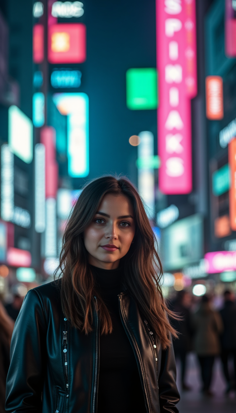 Киберпанк: Неон города в стиле Sony A7 IV
 - Фотосессия с ИИ AIQA