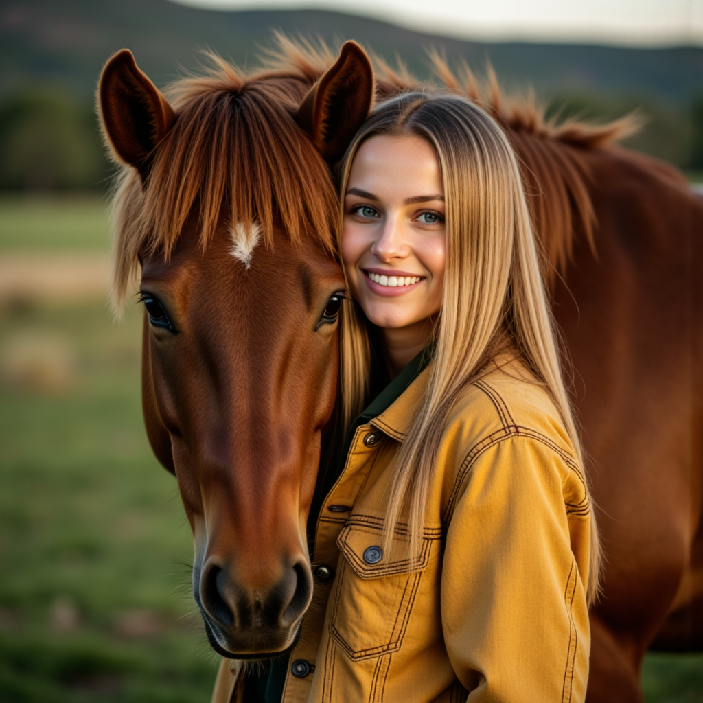 AI Фото: Уютный Фотосет с Лошадью - Фотосессия с нейросетью