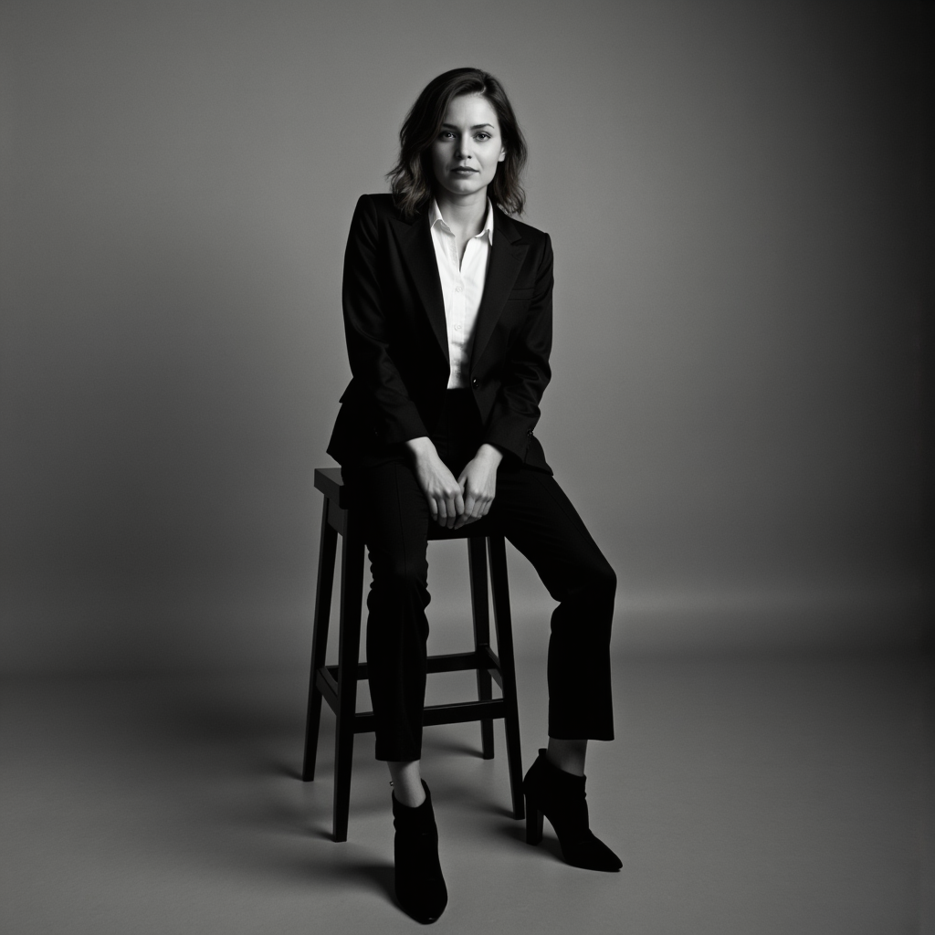 Стильная Ч/Б Фотосессия: Модель на Треке (Studio)
 - Фотосессия с нейросетью
