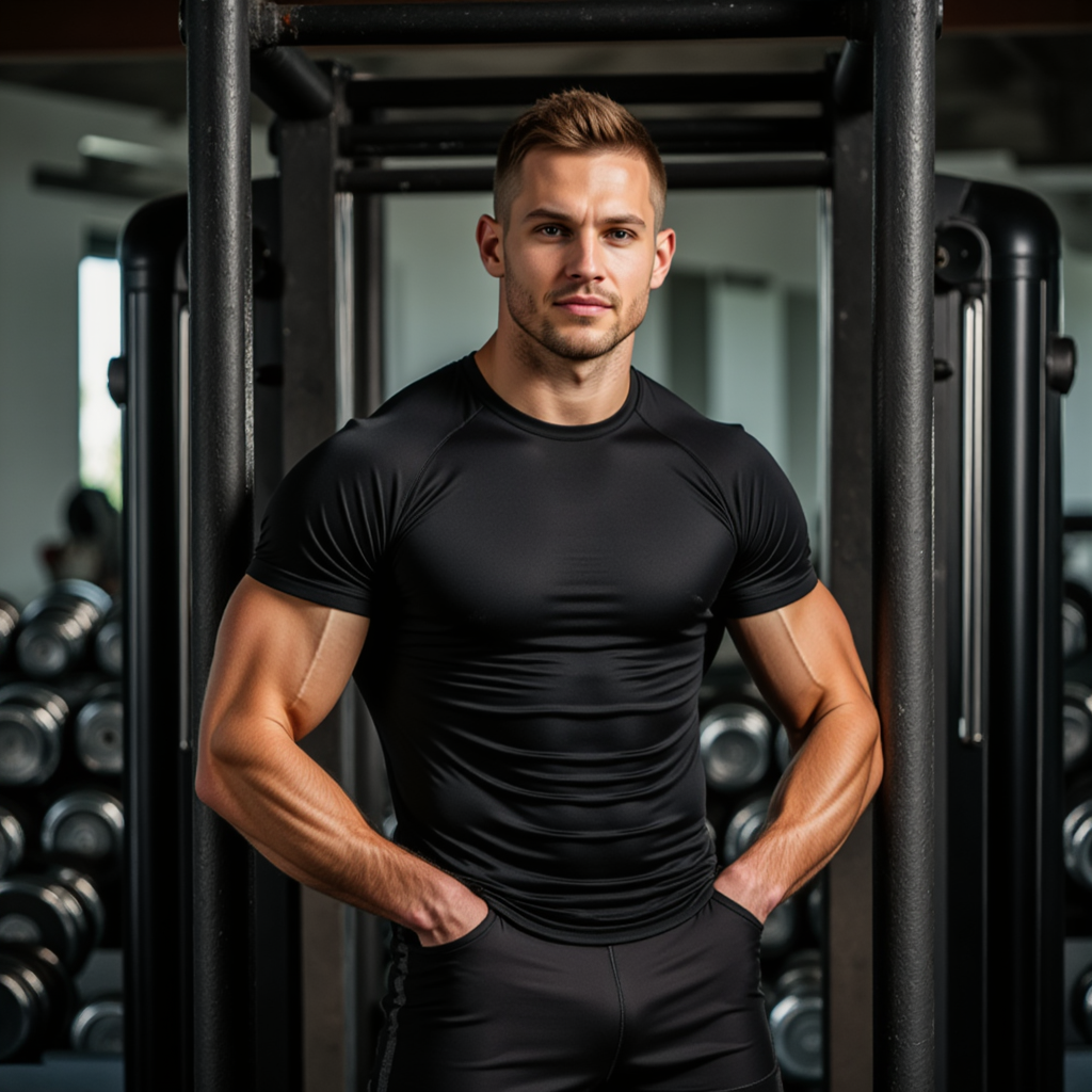 Готическая фотосессия в спортзале: Мужской портрет
