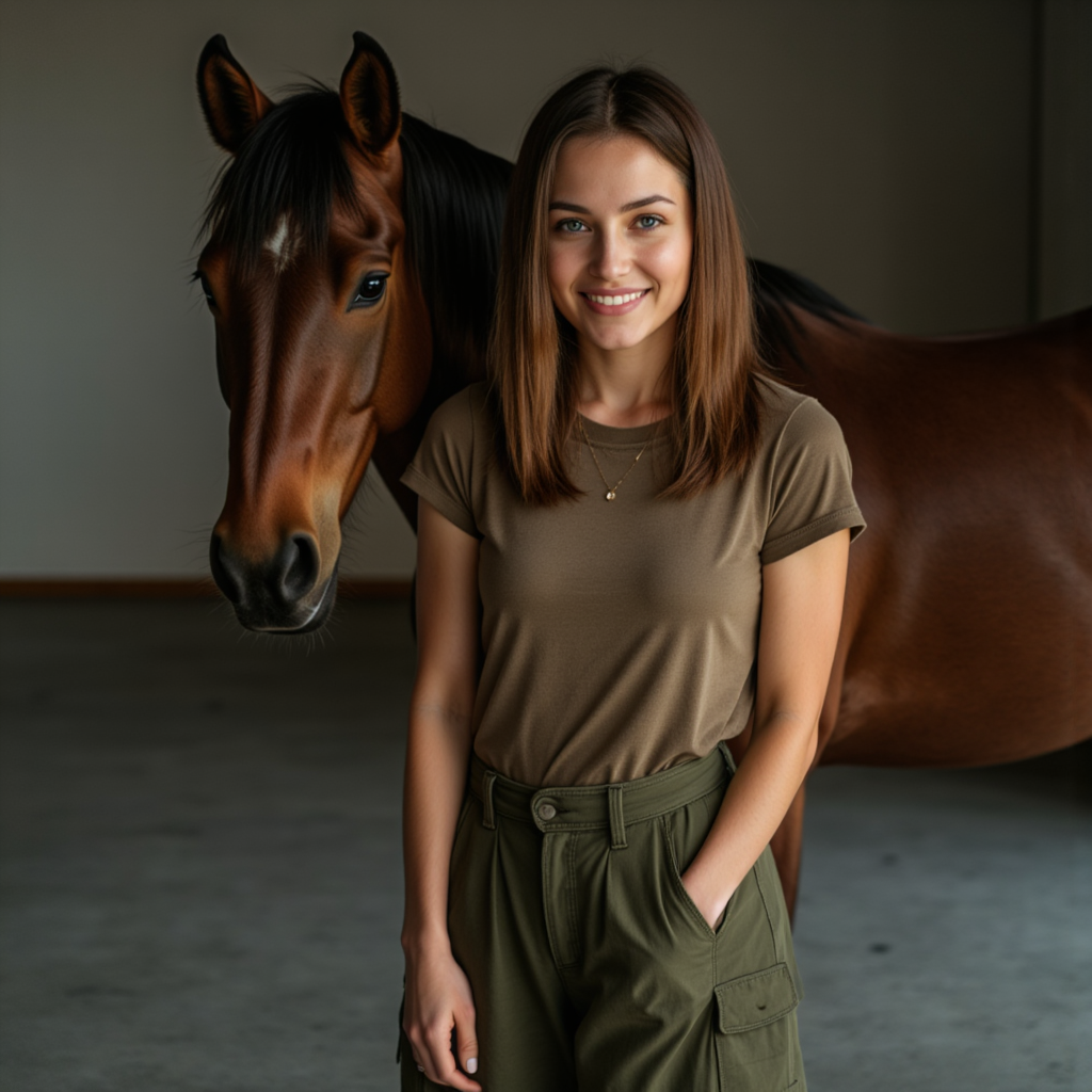 Стильная фотосессия с конем в студии - Фотосессия с ИИ AIQA