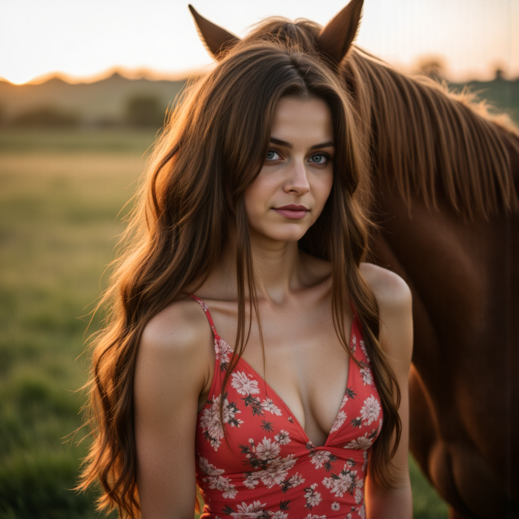 Утро с Лошадью: Нежное Фото Портрет - Фотосессия с нейросетью