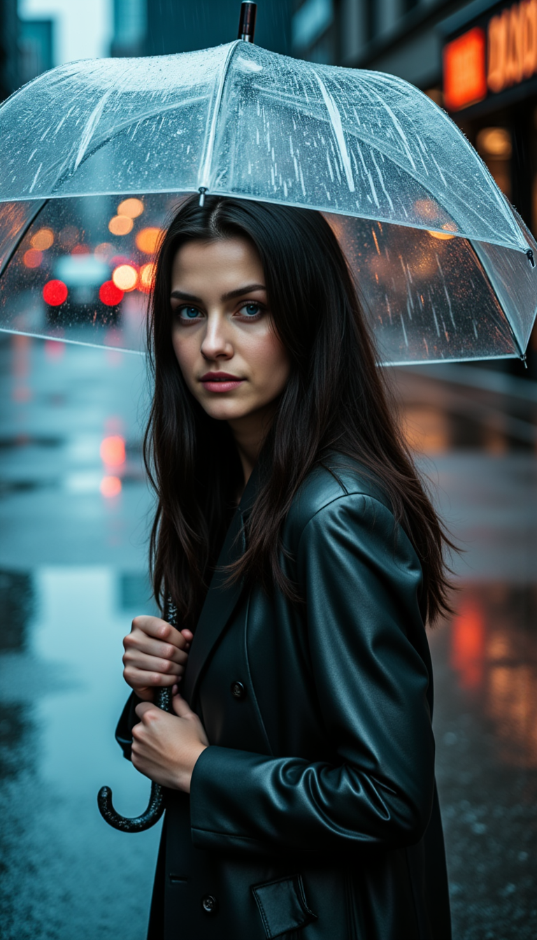 Дождь и зонт: Low-Key фотосессия Z9 (глаза в фокусе)
 - Фотосессия с нейросетью