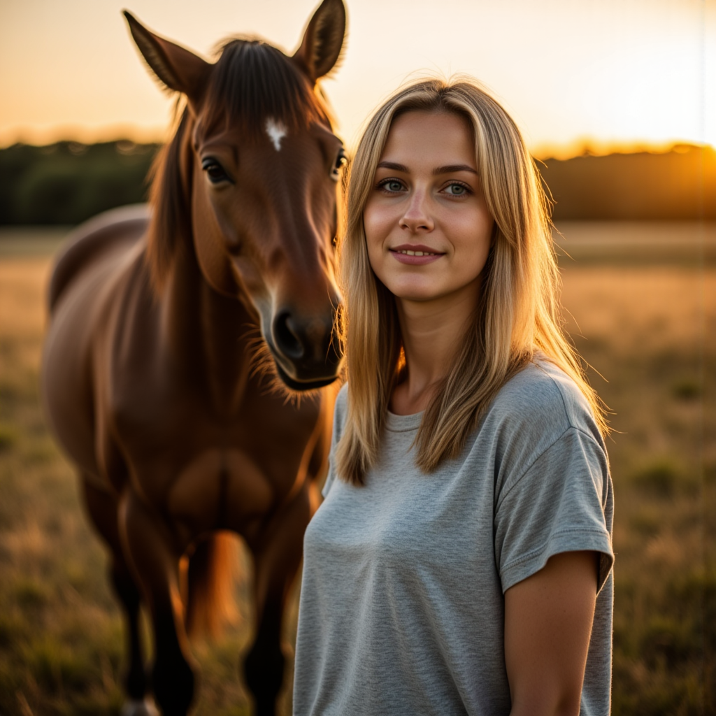 AI: Лошади, Закат, Образы: Уютные AI Фото - Фотосессия с ИИ AIQA