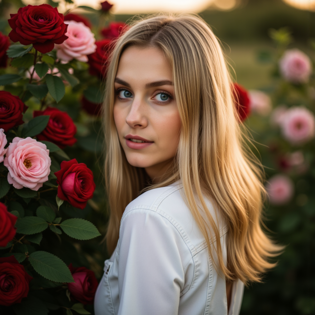 Розы & Меланхолия: Нежная Фотосессия в Дениме
 - Фотосессия с ИИ AIQA