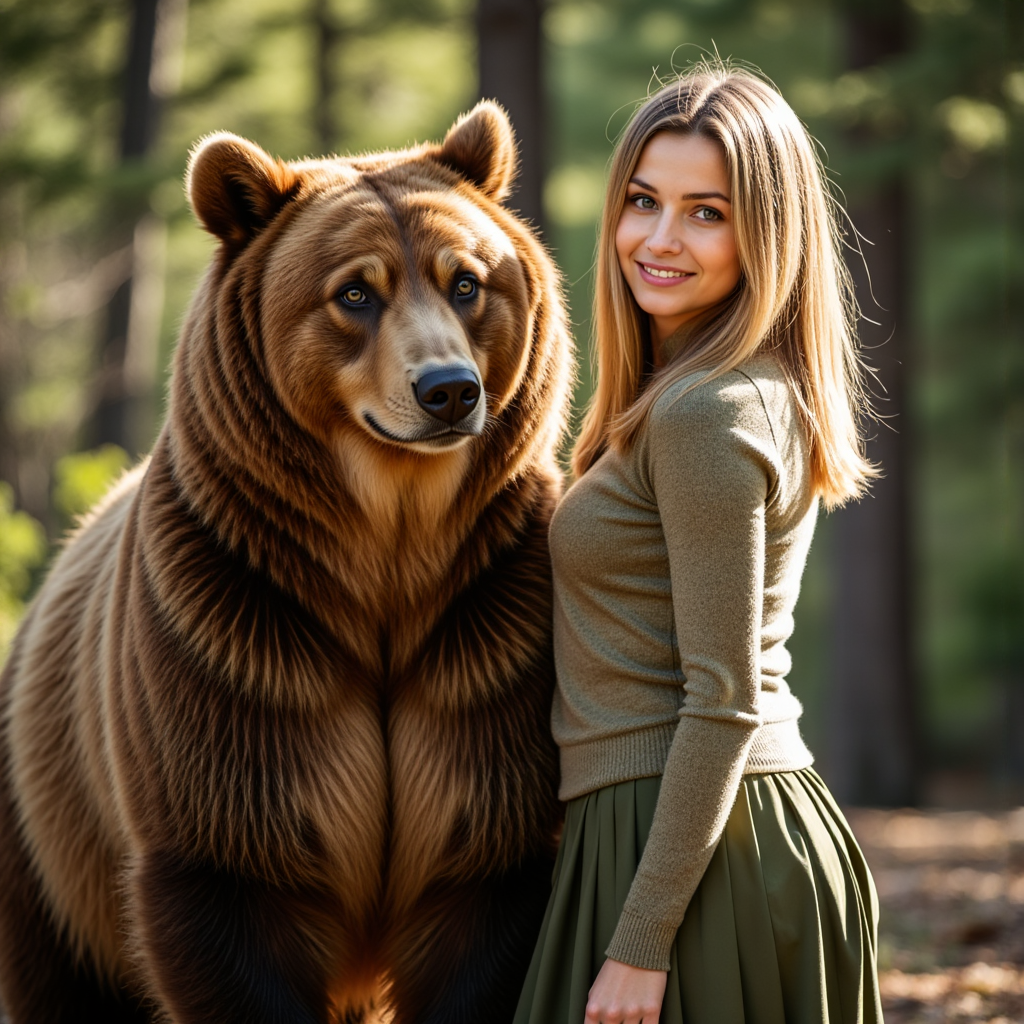 Медведь + Нежная Модель: Фотосессия в Стили Preppy - Фотосессия с ИИ AIQA